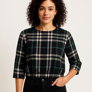 Lovers + Friends Plaid Wool Blend Quilted Jacket XS Holiday Winter Cropped